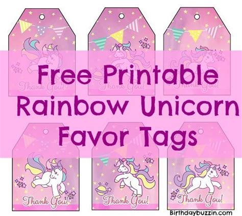 Free Printable Unicorn Favor Tags